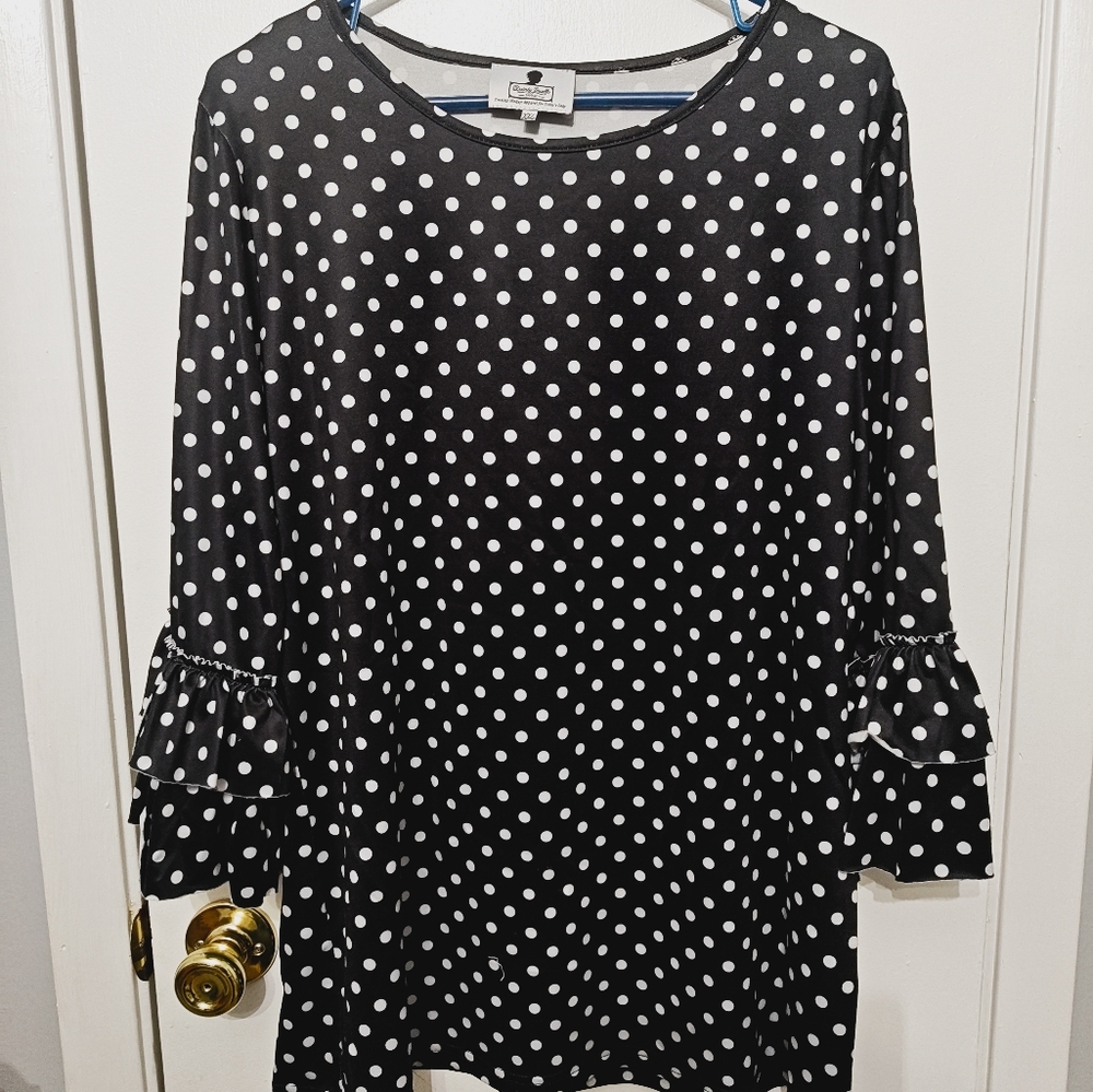 Dainty Jewell's Black and White Polka Dot Layering Shirt